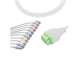 A2030-EE1 GE Gezondheidszorg Compatibel EKG Kabel 11-pin 10KΩ AHA Clip