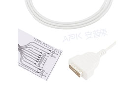 A1028-EE1 GE Gezondheidszorg Compatibel EKG Kabel DB-15 Connector 4.7KΩ AHA Snap