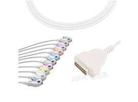 A2028-EE1 GE Gezondheidszorg Compatibel EKG Kabel DB-15 Connector 4.7KΩ AHA Clip
