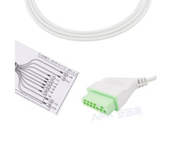 A1036-EE1 Nihon Kohden Compatibel EKG Kabel 12-pin Nihon Kohden Connector AHA Snap