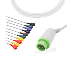 A1043-EE0 GE Gezondheidszorg Compatibel EKG Kabel Ronde 12-pin 10KΩ IEC Snap