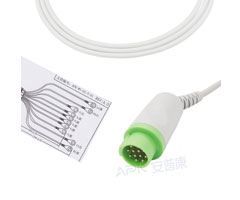 A1043-EE1 GE Gezondheidszorg Compatibel EKG Kabel Ronde 12-pin 10KΩ AHA Snap