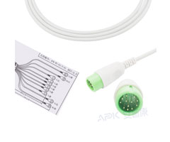 A1045-EE1 Comen Compatibel EKG Kabel Ronde 12pin AHA Snap