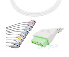 A2036-EE1 Nihon Kohden Compatibel EKG Kabel 12-pin Nihon Kohden Connector AHA Clip