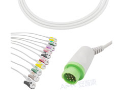 A2043-EE0 GE Gezondheidszorg Compatibel EKG Kabel Ronde 12-pin 10KΩ IEC Clip