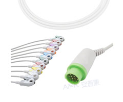 A2043-EE1 GE Gezondheidszorg Compatibel EKG Kabel Ronde 12-pin 10KΩ AHA Clip