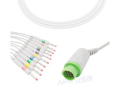 A4043-EE1 GE Gezondheidszorg Compatibel EKG Kabel Ronde 12-pin 10KΩ AHA Banana