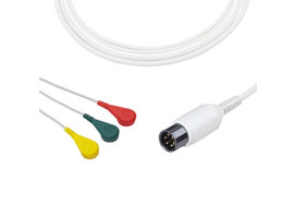 A3037-EC0 AAMI Compatibel Direct-Sluit Ecg-kabel 3-lead Snap, IEC 6pin