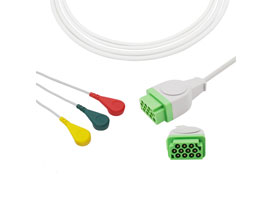 A3056-EC0 GE Marquette Compatibel Direct-Sluit Ecg-kabel 3-lead Snap, IEC 11pin