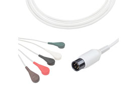 A5037-EC1 AAMI Compatibel Direct-Sluit Ecg-kabel 5-lead Snap, AHA 6pin