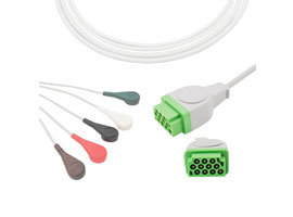 A5056-EC1 GE Marquette Compatibel Direct-Sluit Ecg-kabel 5-lead Snap, AHA 11pin