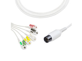 A5137-EC0 AAMI Compatibel Direct-Sluit Ecg-kabel 5-lead Clip, IEC 6pin