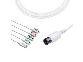 A5137-EC1 AAMI Compatibel Direct-Sluit Ecg-kabel 5-lead Clip, AHA 6pin