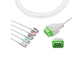 A5156-EC1 GE Marquette Compatibel Direct-Sluit Ecg-kabel 5-lead Clip, AHA 11pin