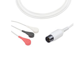 A3037-EC1 AAMI Compatibel Direct-Sluit Ecg-kabel 3-lead Snap, AHA 6pin