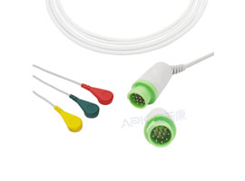 A3022-EC0 GE Gezondheidszorg> Corometrics Compatibel Een stuk 3-lead ECG Kabel 10KΩ Snap, IEC 12pin