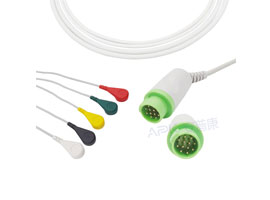 A5022-EC0 GE Gezondheidszorg> Corometrics Compatibel Een stuk 5-lead Ecg-kabel 10KΩ Snap, IEC 12pin
