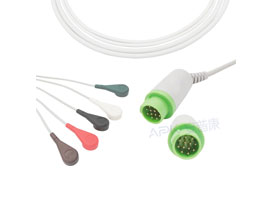 A5022-EC1 GE Gezondheidszorg> Corometrics Compatibel Een stuk 5-lead Ecg-kabel 10KΩ Snap, AHA 12pin