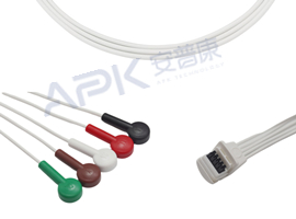 A41HEC05AK Mortara Compatibel H3 ECG Holter Kabel 5-lead Kabel Snap, AHA
