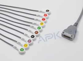 A49HEC10IK ECG Holter Kabel 10-lead Kabel Snap, IEC