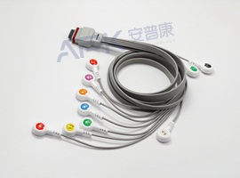 A56HEC10AK ECG Holter Kabel 10-lead Kabel Snap, AHA