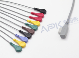 A58HEC10IK ECG Holter Kabel 10-lead Kabel Snap, IEC